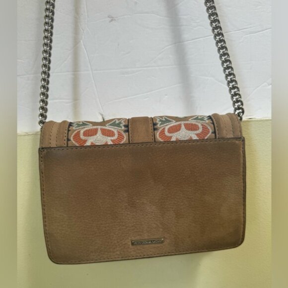 Rebecca Minkhoff Love Embroidered Floral Bag Nubuck Leather Crossbody Shoulder - Picture 4 of 16